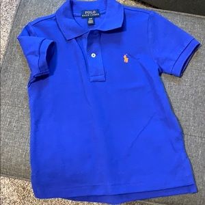 Blue with orange toddler boy polo
